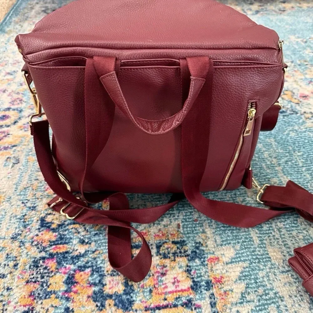 Fawn Design Original Diaper Bag in Wine - Burgandy & Changing Pad